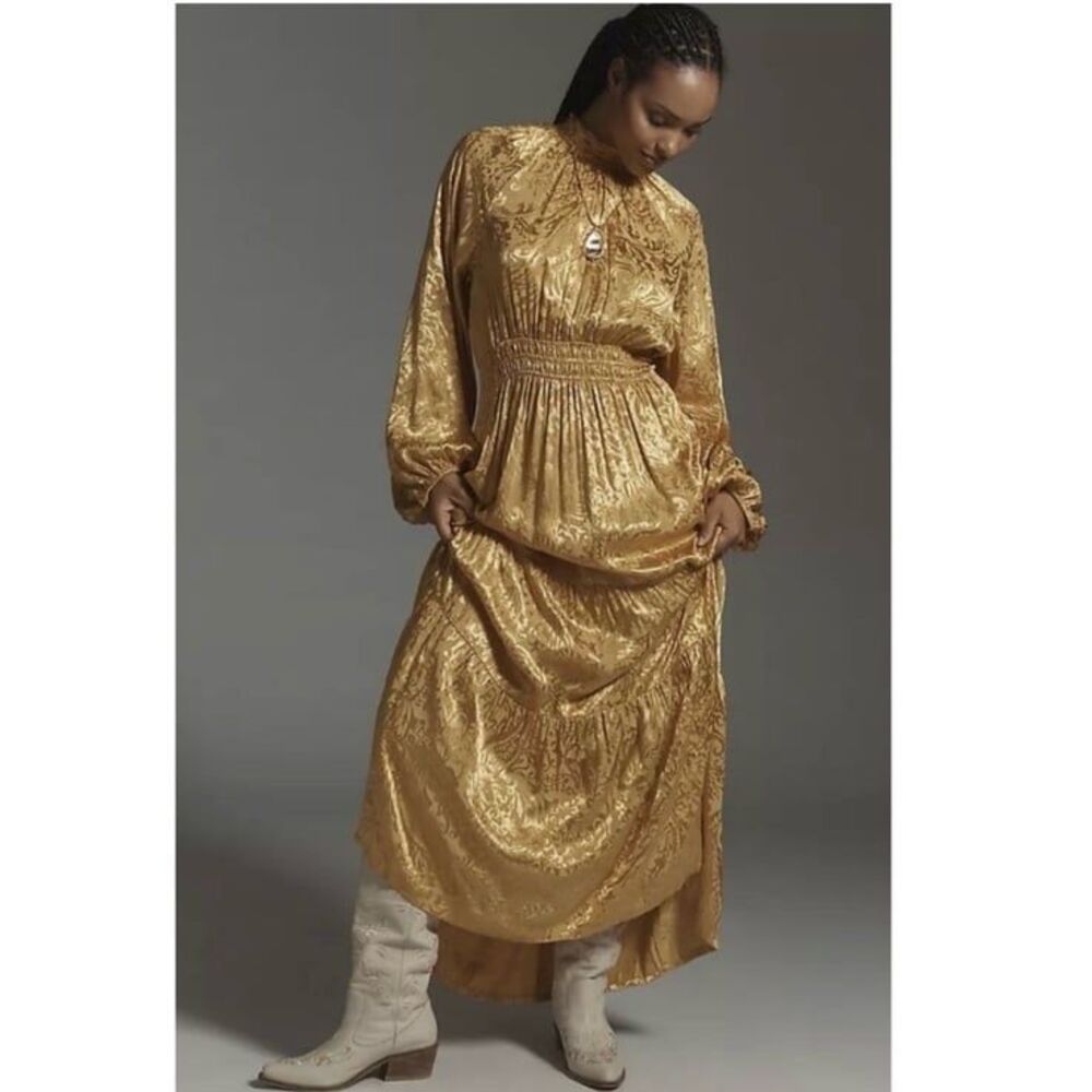 Anthropologie The Somerset Long Sleeve Mock Neck Maxi Dress